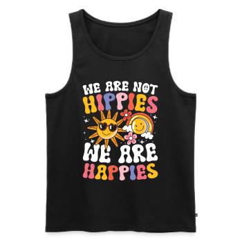 We Are Not Hippies We Are Happies für einen - Männer Premium Bio Tank Top - Schwarz - Vorne - Michal (187cm)