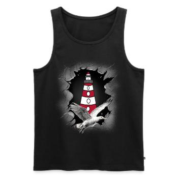 Seagull Lighthouse Maritime Lighthouses Seagulls - Men's Premium Organic Tank Top - black - Front - Michal (187cm)