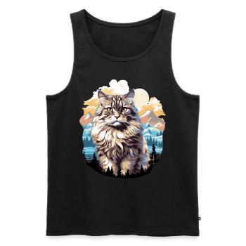 Chat sibérien Sibirische Katze - Débardeur bio Premium Homme - noir - Devant - Michal (187cm)