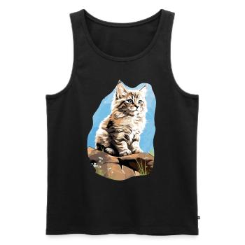 Chat sibérien Sibirische Katze - Débardeur bio Premium Homme - noir - Devant - Michal (187cm)