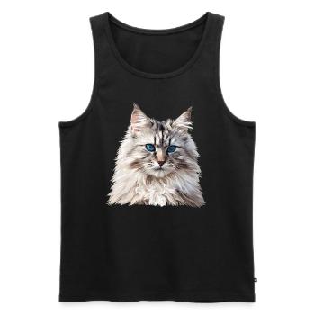Chat sibérien Sibirische Katze - Débardeur bio Premium Homme - noir - Devant - Michal (187cm)