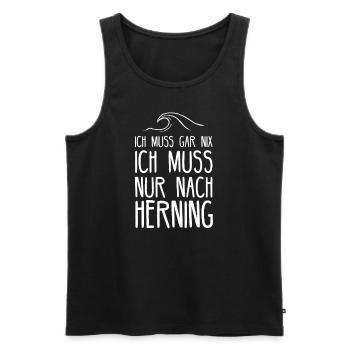 Herning I Danish mainland motif for Danes - Men's Premium Organic Tank Top - black - Front - AI Model Male 178 light (178cm)