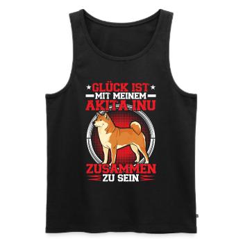 Chez mon Akita Inu, son Akita Inu japonais - Débardeur bio Premium Homme - noir - Devant - Michal (187cm)