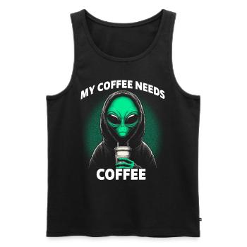 My Coffee Needs Coffee - Men's Premium Organic Tank Top - black - Front - Michal (187cm)