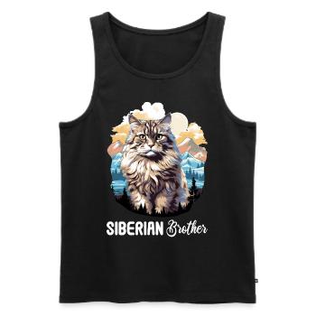 Chat Sibérien Sibirische Katze - Débardeur bio Premium Homme - noir - Devant - Michal (187cm)