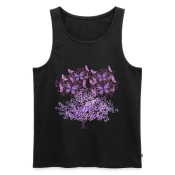 arbre, printemps, insectes, papillons, nature - Débardeur bio Premium Homme - noir - Devant - Michal (187cm)