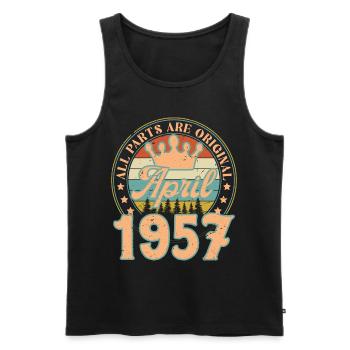 April 1957. April 1957 Geburtstagsgeschenk April - Männer Premium Bio Tank Top - Schwarz - Vorne - Michal (187cm)