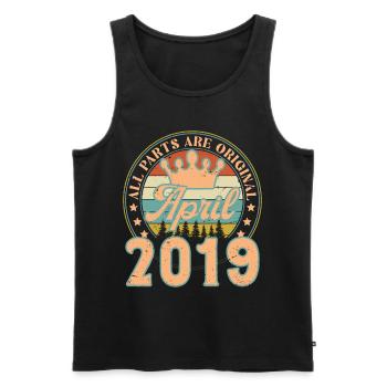 April 2019. Geburtstagsgeschenk April 2019 April - Männer Premium Bio Tank Top - Schwarz - Vorne - AI Model Male 178 light (178cm)