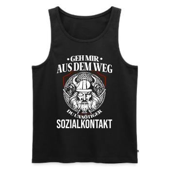 Wikinger Tshirt Viking Valhalla Walhalla Gott Odin - Männer Premium Bio Tank Top - Schwarz - Vorne - Michal (187cm)