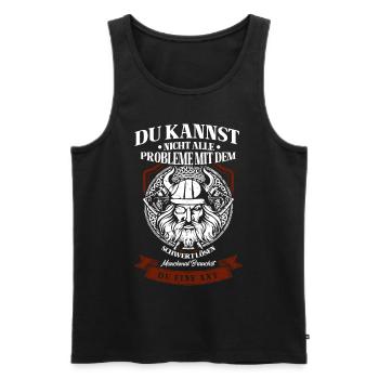 Viking Tshirt Viking Valhalla Valhalla God Odin - Men's Premium Organic Tank Top - black - Front - AI Model Male 178 light (178cm)