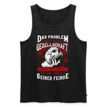 T-shirt Viking Valhalla Valhalla Dieu Odin - Débardeur bio Premium Homme - noir - Devant - Michal (187cm)