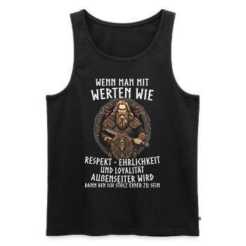 Viking Tshirt Viking Valhalla Valhalla God Odin - Men's Premium Organic Tank Top - black - Front - AI Model Male 178 light (178cm)