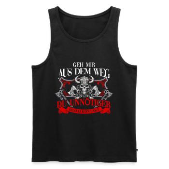 Viking Tshirt Viking Valhalla Valhalla God Odin - Men's Premium Organic Tank Top - black - Front - AI Model Male 178 light (178cm)