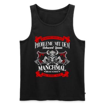 Viking Tshirt Viking Valhalla Valhalla God Odin - Men's Premium Organic Tank Top - black - Front - AI Model Male 178 light (178cm)