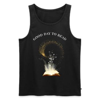 Good day to read - Men's Premium Organic Tank Top - black - Front - Michal (187cm)