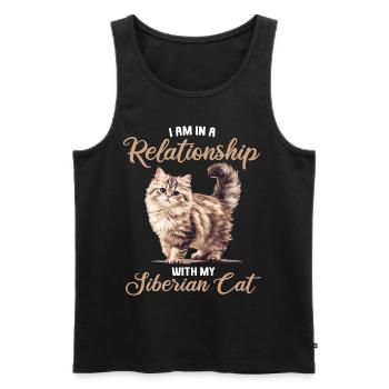 Chat Sibérien Sibirische Katze - Débardeur bio Premium Homme - noir - Devant - Michal (187cm)
