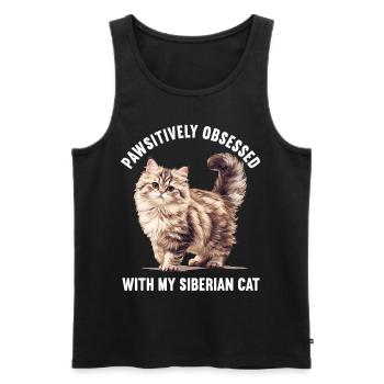 Chat Sibérien Sibirische Katze - Débardeur bio Premium Homme - noir - Devant - Michal (187cm)