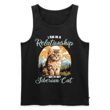 Chat Sibérien Sibirische Katze - Débardeur bio Premium Homme - noir - Devant - Michal (187cm)