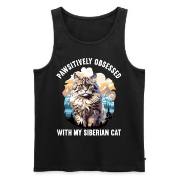 Siberian Cat Sibirische Katze - Männer Premium Bio Tank Top - Schwarz - Vorne - Michal (187cm)