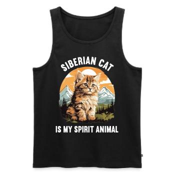 Chat Sibérien Sibirische Katze - Débardeur bio Premium Homme - noir - Devant - Michal (187cm)