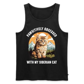 Chat Sibérien Sibirische Katze - Débardeur bio Premium Homme - noir - Devant - Michal (187cm)