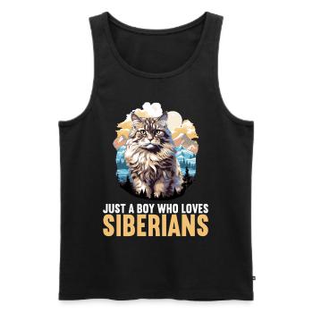 Chat Sibérien Sibirische Katze - Débardeur bio Premium Homme - noir - Devant - Michal (187cm)