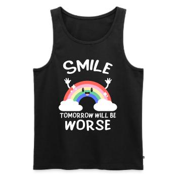 Smile, tomorrow will be bad black humor - Men's Premium Organic Tank Top - black - Front - AI Model Male 178 light (178cm)