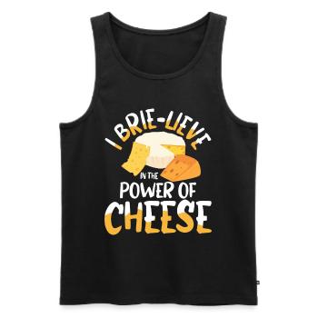 I Brie-lieve In The power Of Cheese - Männer Premium Bio Tank Top - Schwarz - Vorne - AI Model Male 178 light (178cm)