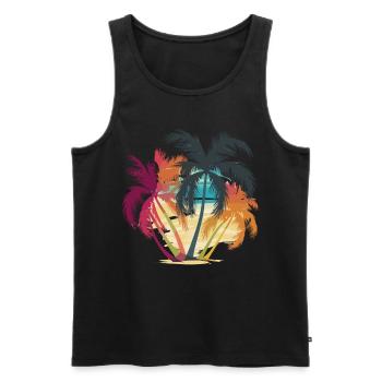 Coole Palme Tropische Strand-Vibes für - Männer Premium Bio Tank Top - Schwarz - Vorne - Michal (187cm)