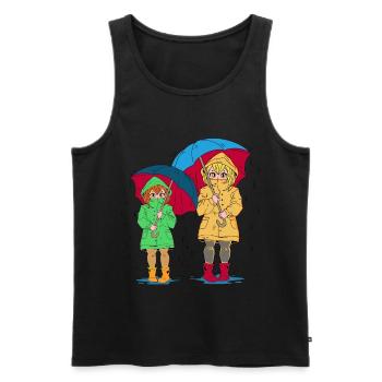 Fille, Frère Ou Sœur, Soeur, Parapluie - Débardeur bio Premium Homme - noir - Devant - AI Model Male 178 light (178cm)