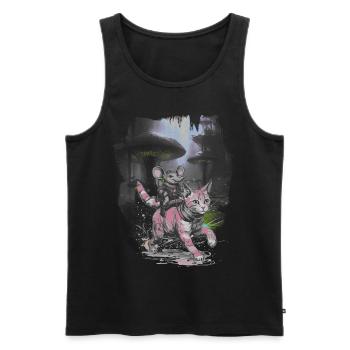 Aventure, Voyage, Chat, Rat, Excursion, Voyageur - Débardeur bio Premium Homme - noir - Devant - Michal (187cm)