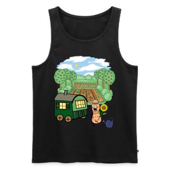 Construction Trailer, Gardener, Peanut, Vegetable, Flowers - Men's Premium Organic Tank Top - black - Front - AI Model Male 178 light (178cm)