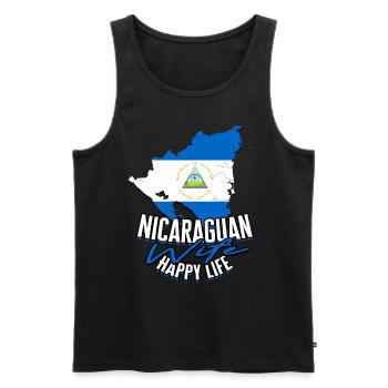 Nicaragua Nicaragic Nicaragua Femme Heureuse Vie - Débardeur bio Premium Homme - noir - Devant - Michal (187cm)