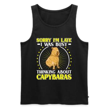 Capybara Trop tard Amérique du Sud Capybara - Débardeur bio Premium Homme - noir - Devant - Michal (187cm)