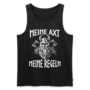 Viking Tshirt Viking Valhalla Valhalla God Odin - Men's Premium Organic Tank Top - black - Front - AI Model Male 178 light (178cm)