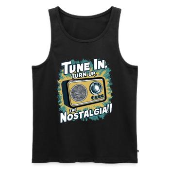 Tune In, Turn Up the Nostalgia with Vintage Radio - Männer Premium Bio Tank Top - Schwarz - Vorne - AI Model Male 178 light (178cm)