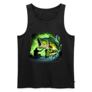 Bassfisch - Männer Premium Bio Tank Top - Schwarz - Vorne - AI Model Male 178 light (178cm)