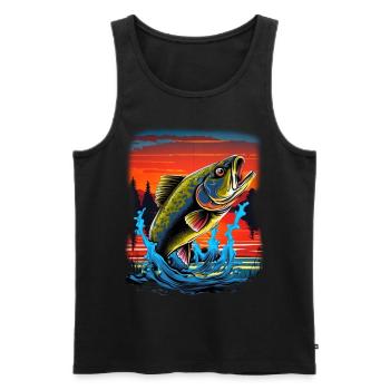 Poisson bar - Débardeur bio Premium Homme - noir - Devant - AI Model Male 178 light (178cm)
