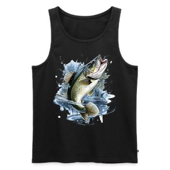 Bassfisch - Männer Premium Bio Tank Top - Schwarz - Vorne - AI Model Male 178 light (178cm)