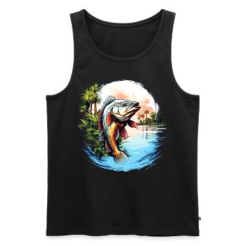Poisson bar - Débardeur bio Premium Homme - noir - Devant - AI Model Male 178 light (178cm)