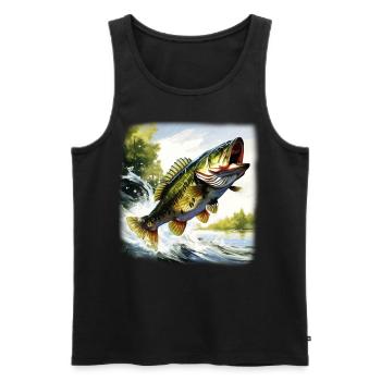 Poisson bar - Débardeur bio Premium Homme - noir - Devant - AI Model Male 178 light (178cm)
