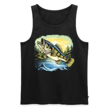 Poisson bar - Débardeur bio Premium Homme - noir - Devant - AI Model Male 178 light (178cm)