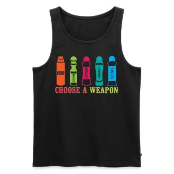 Joueur de bingo choisir une arme - Débardeur bio Premium Homme - noir - Devant - Michal (187cm)