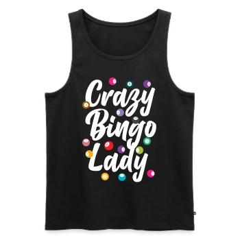 Joueur de bingo Crazy Bingo Lady - Débardeur bio Premium Homme - noir - Devant - Michal (187cm)