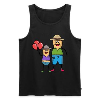 Anniversaire Père Fils Famille Enfant Cacahuètes - Débardeur bio Premium Homme - noir - Devant - Michal (187cm)