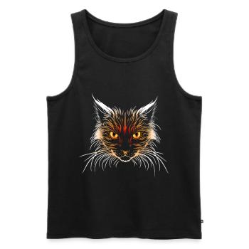 Cat's head orange - Men's Premium Organic Tank Top - black - Front - AI Model Male 178 light (178cm)