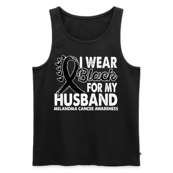 Tragen Sie Schwarz Für Ehemann Melanoma Cancer - Männer Premium Bio Tank Top - Schwarz - Vorne - Michal (187cm)