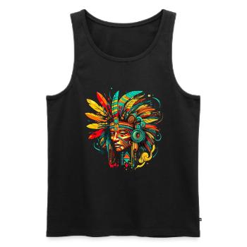 Aztekische Krieger Maske Maya Kultur Antike - Männer Premium Bio Tank Top - Schwarz - Vorne - Michal (187cm)