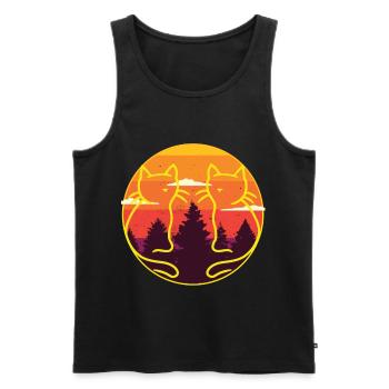 Retro Cats Vintage 80's Cat Nature Sun Summer - Men's Premium Organic Tank Top - black - Front - AI Model Male 178 light (178cm)