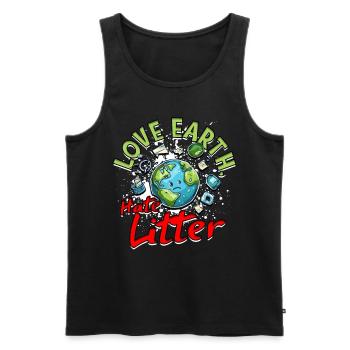Protection de l’environnement Environnementaliste Amour Terre Haine Litière - Débardeur bio Premium Homme - noir - Devant - Michal (187cm)